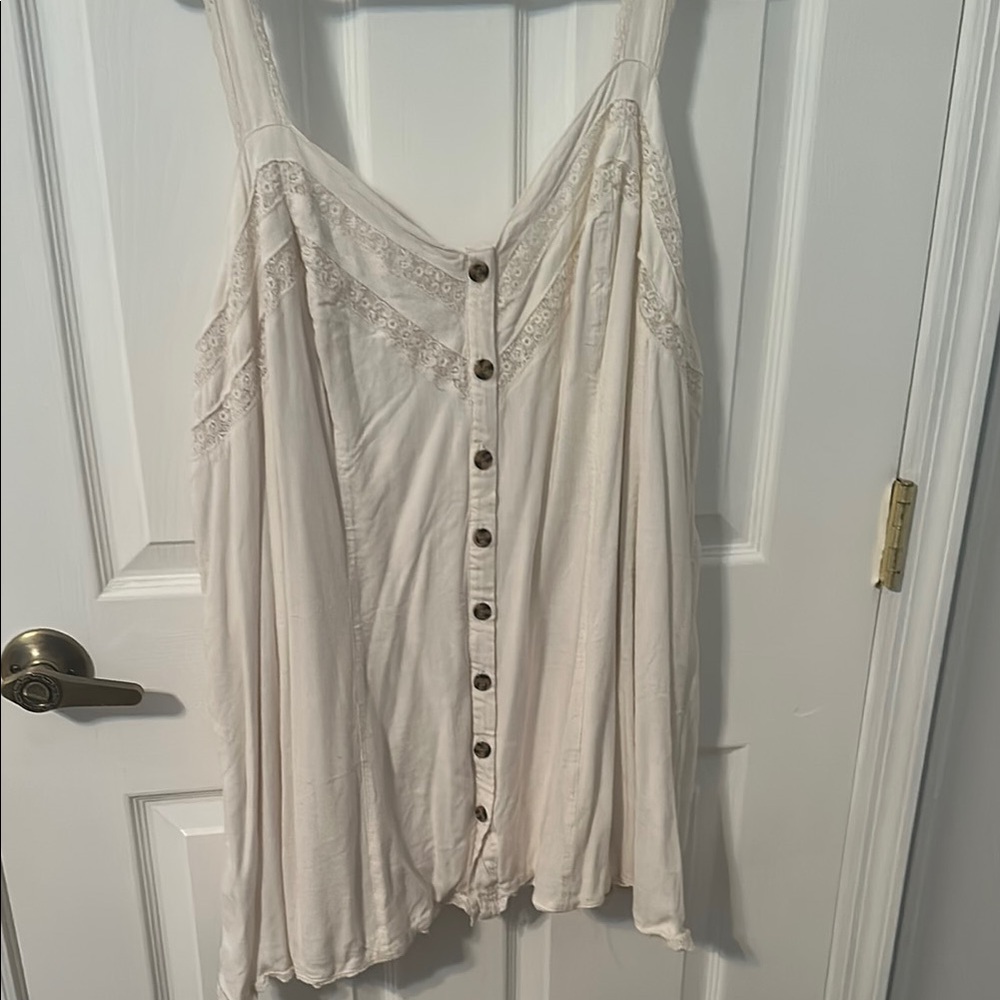 Torrid Cream Lace Button-Down Blouse
